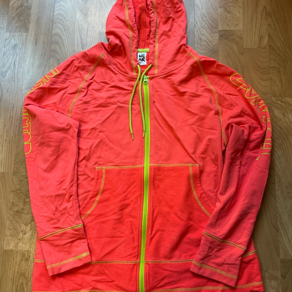 Zumbawear®️ Coral Orange Hoodie Zip Up Instructor Sweatshirt Jacket